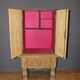 Neoclassical Art Deco cabinet in leather and oak