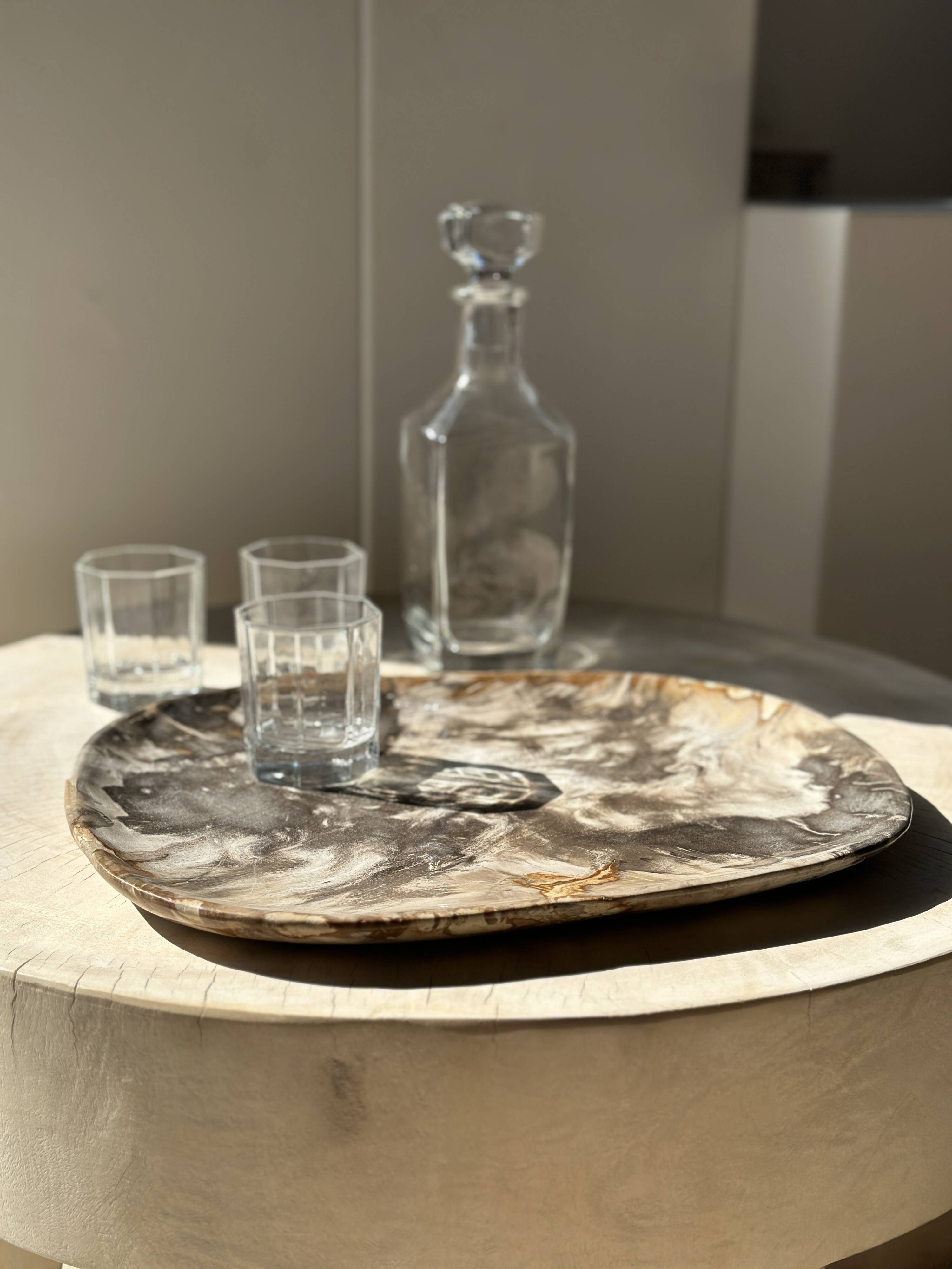 Very large pocket or dish in petrified wood