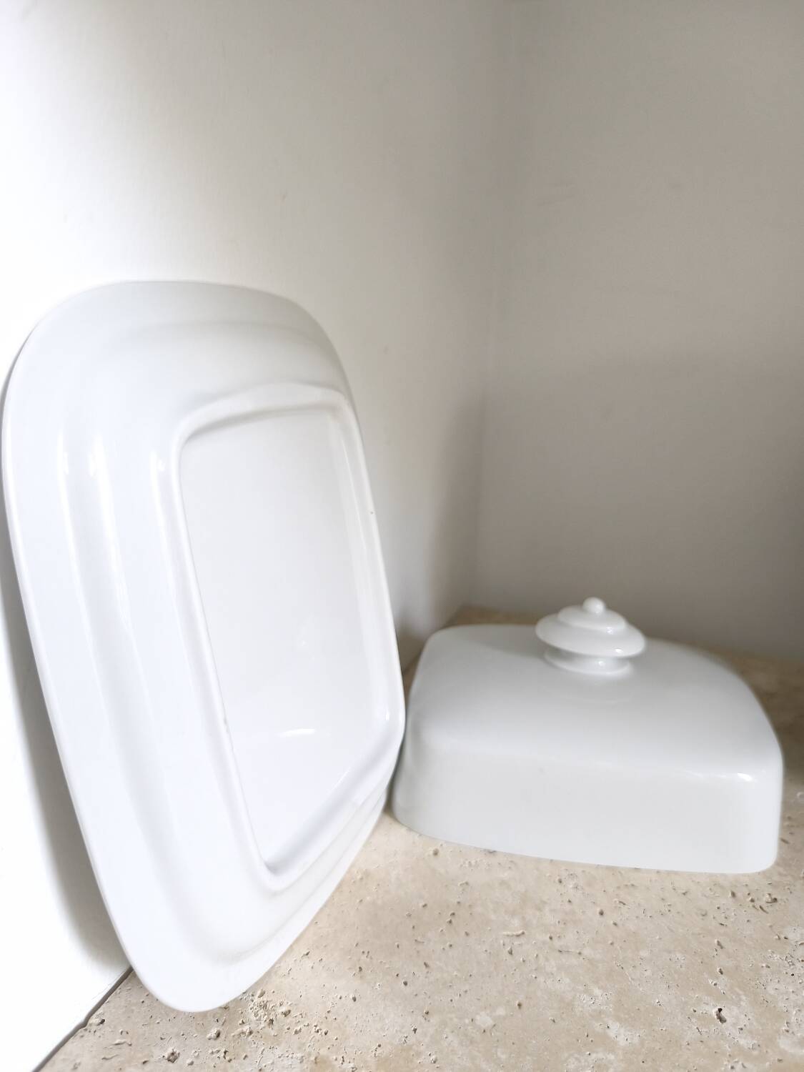 White porcelain butter dish