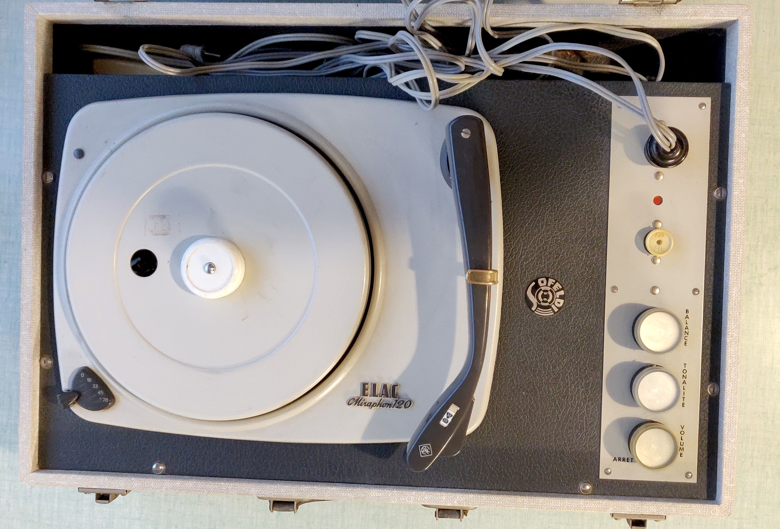Tourne disque valise Gramophone Elac Miraphon 120