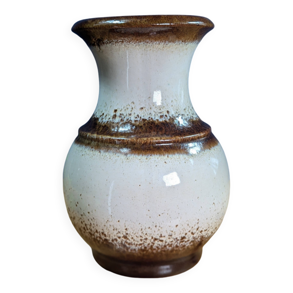 Vase Vintage Scheurich West Germany 296-4 Fat Lava Beige Marron 25,5cm