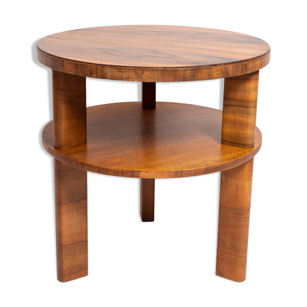 Table basse moderne du milieu du siècle, vintage, art déco, bois de noyer, Pologne, années 1960