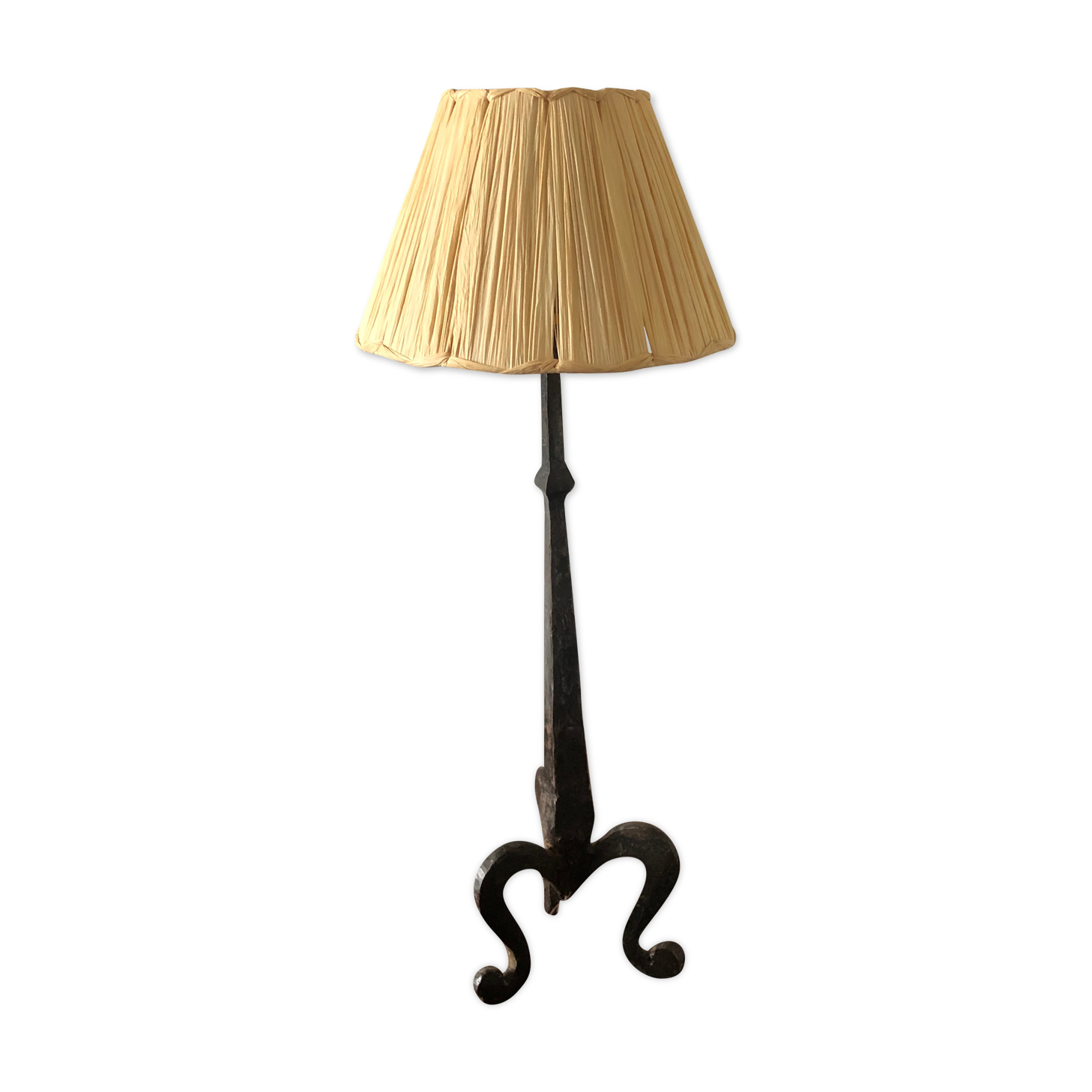 Lampe brutaliste en fer forgé des années 50