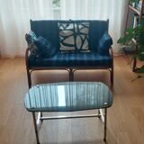 Vintage coffee table in black smoked glass