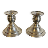 Pair of silver metal candlesticks