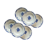 6 assiettes creuses motif fleur bleue - badonviller
