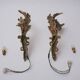 Paire d'appliques murales Art Nouveau antiques en bronze doré à fleurs de lys et feuillages, années 1890, françaises, recâblées