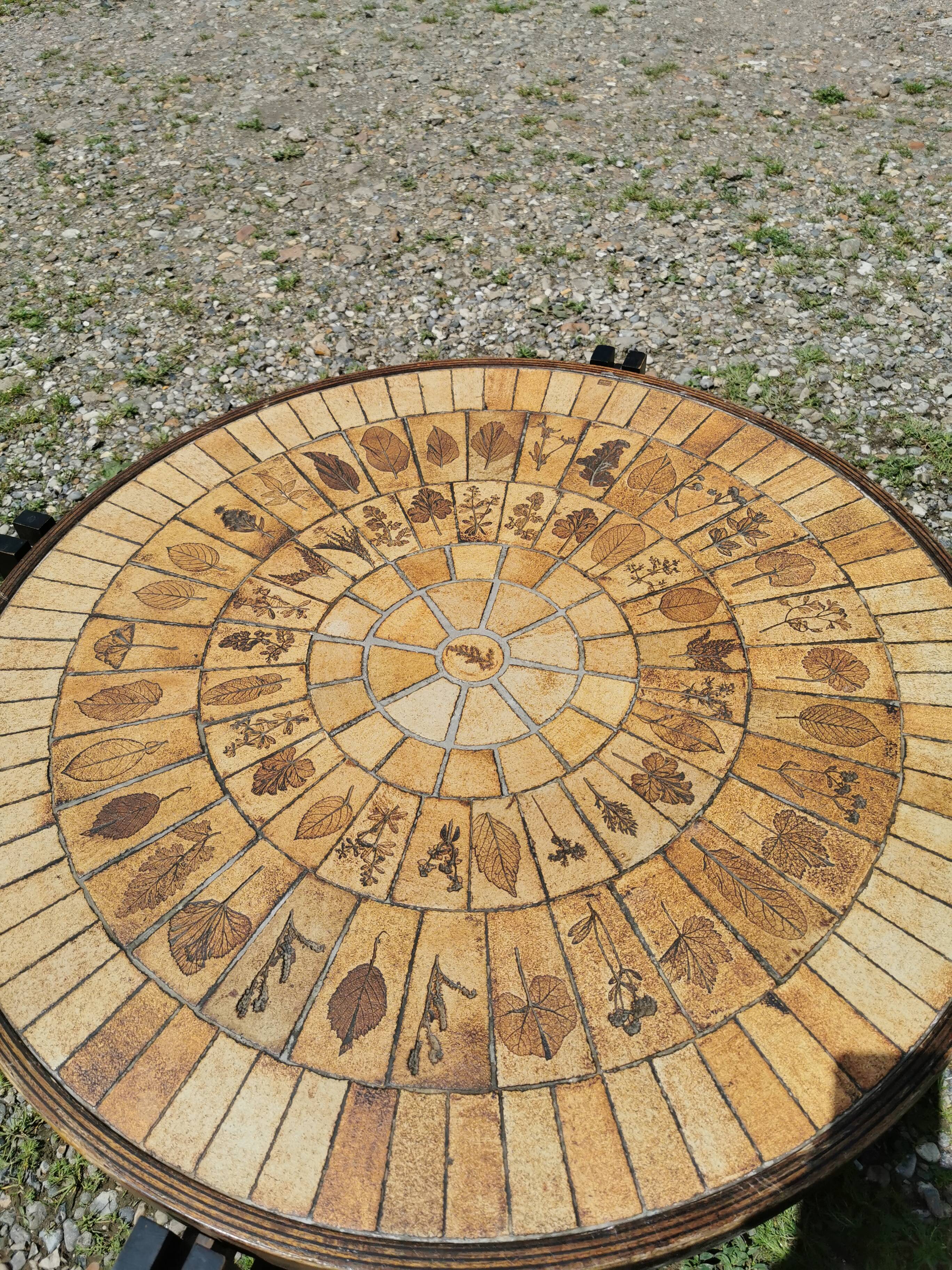 Coffee table in wood and ceramic signed Capron
