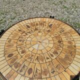 Coffee table in wood and ceramic signed Capron