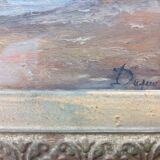 Banks of the Seine at Bercy Oil on panel 19th century signed Dupuy