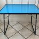 Folding camping table in sky blue formica 70s