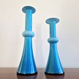 Arrangement of 3 blue glass 'Carnaby' vases by Per Lütken for Holmegaard, Denmark 1960's