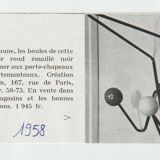 Coat hook; 3 balls - Dupré-Hauser from the 1950s