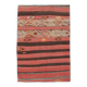 Tapis kilim vintage turc rayé rouge et marron, 87x127 cm