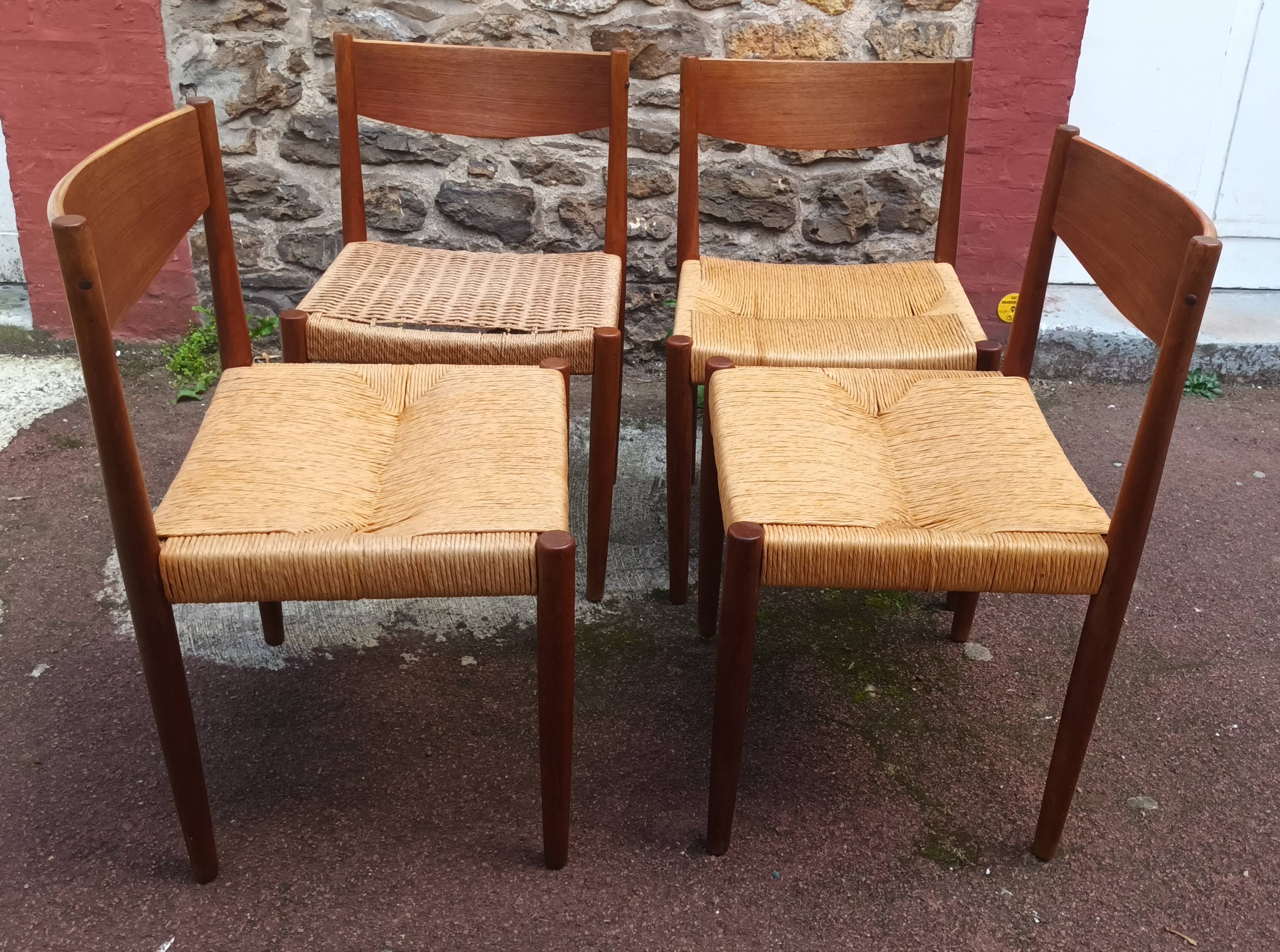 4 Danish chairs by Poul Volther for Frem Rolje, 1960s.