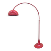 Lampadaire arc rouge avec base tulipe ovale - Italie années 1970