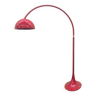 Red arc floor lamp with oval tulip base - italy 1970's