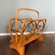 Vintage Wood and Brass Magazine Rack, 1930s
