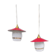 Pair of enamelled sheet metal and glass pendant lights