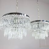 Vintage Italian Crystal & Chrome Chandelier, 1970s