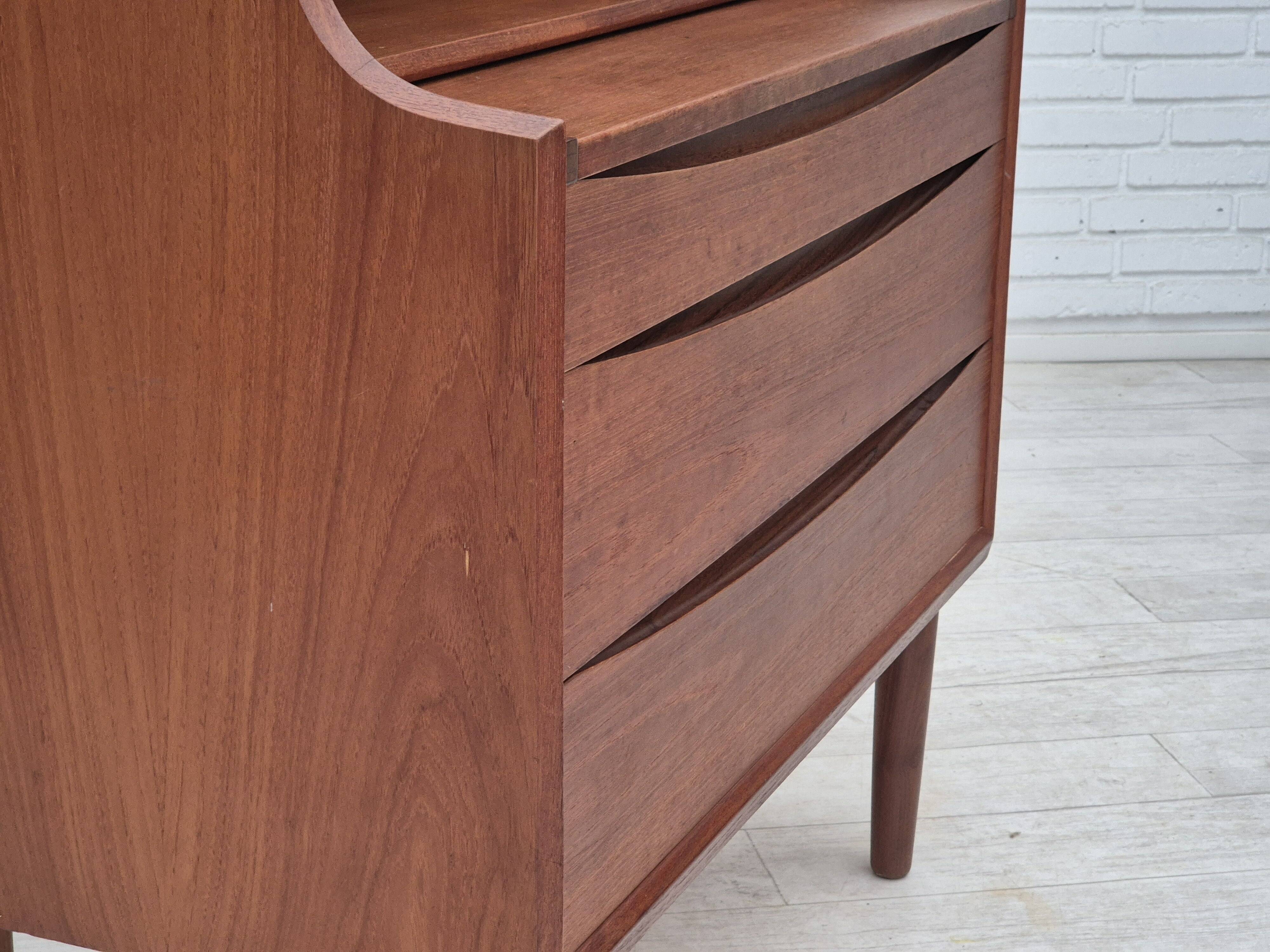 1960s, Danish chest of drawers, original condition, foldable mirror, solid teak wood.