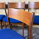4 chaises danoises en teck et tissu bleu