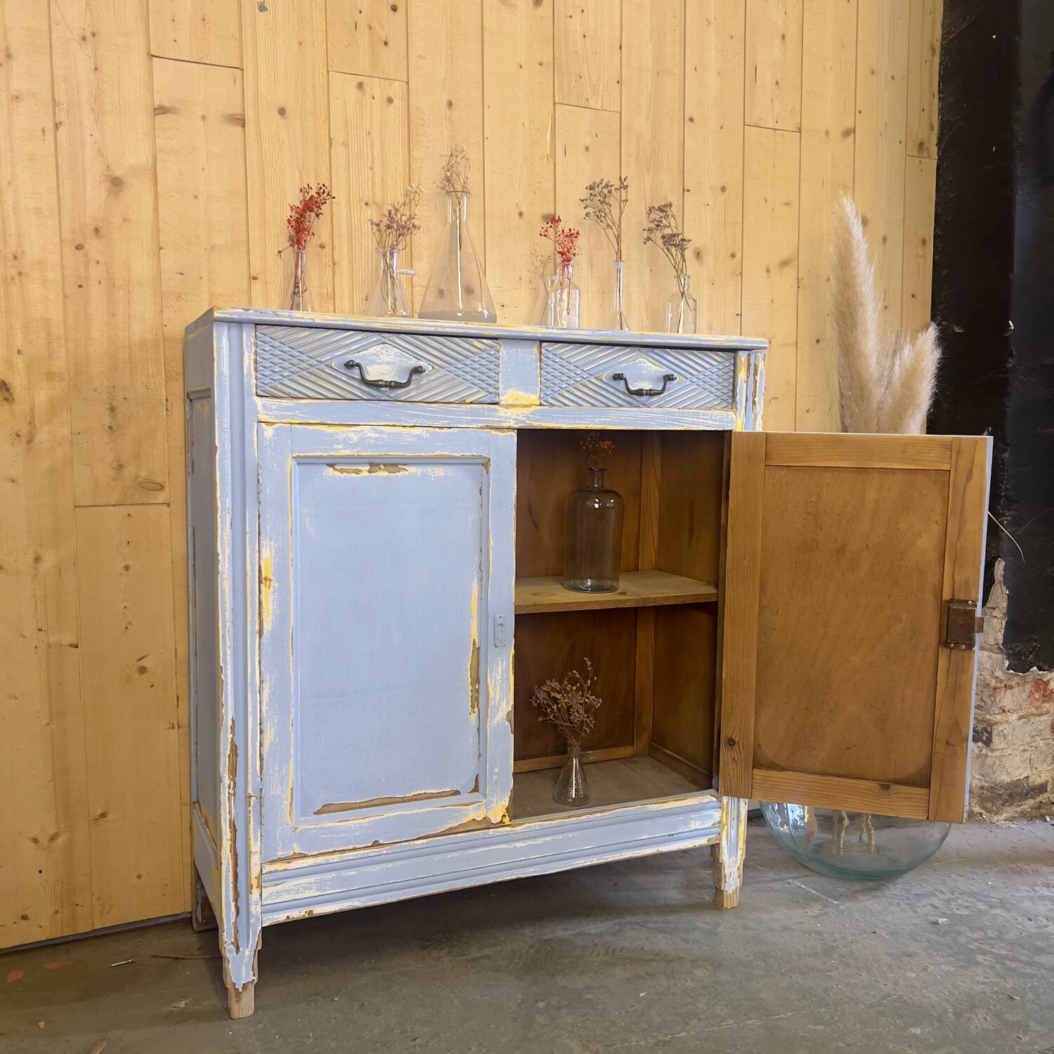 Blue patinated Parisian buffet