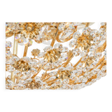 Small delicate ceiling light in gilded brass and cut glass in the shape of flowers by Palwa, Germany, 1970s.