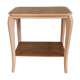 Side table with curved pink legs