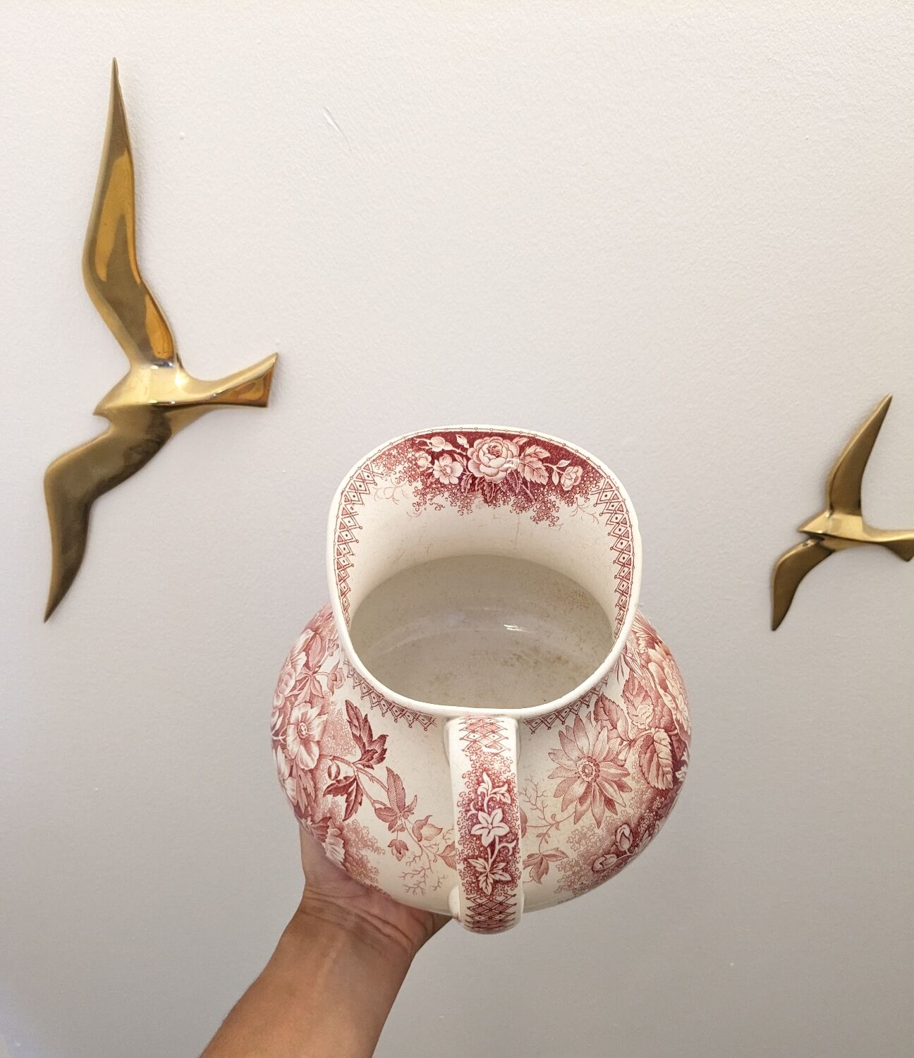 Toilet pitcher Terre de fer Sarreguemines chubby pink