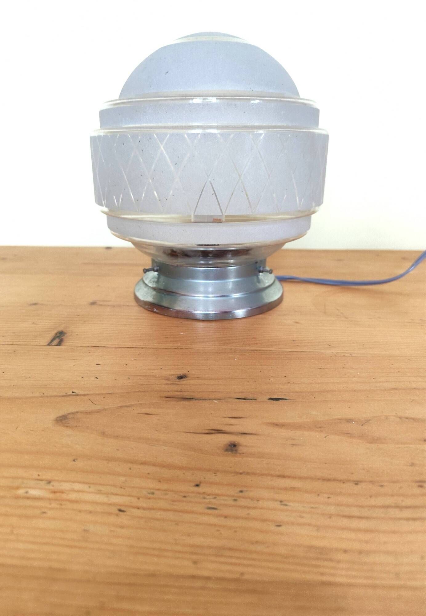 plafonnier des années 40,  globe verre granité opaque -  lampe de table