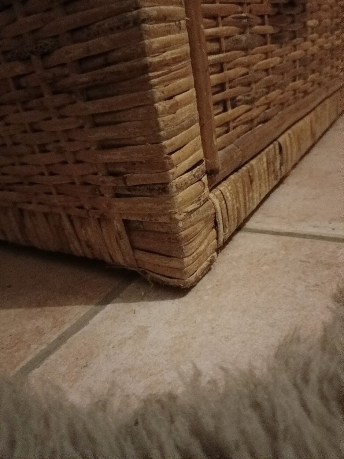 High wood and rattan chest of drawers