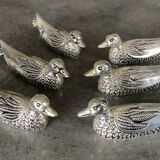 Set of 6 Vintage Duck-Shaped Silver-Plated Knife Rests SILEA