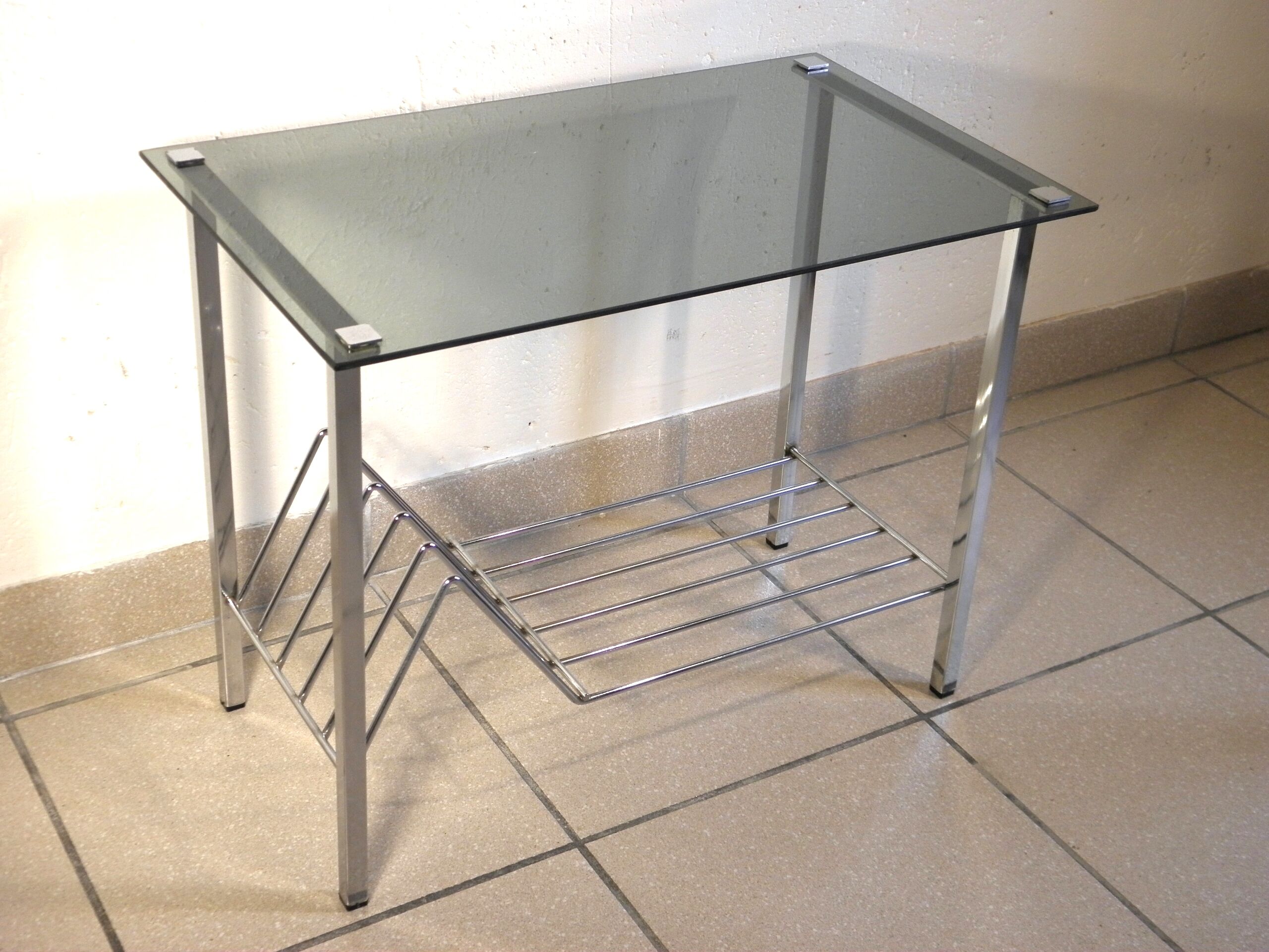 Glass and chrome coffee table 1970