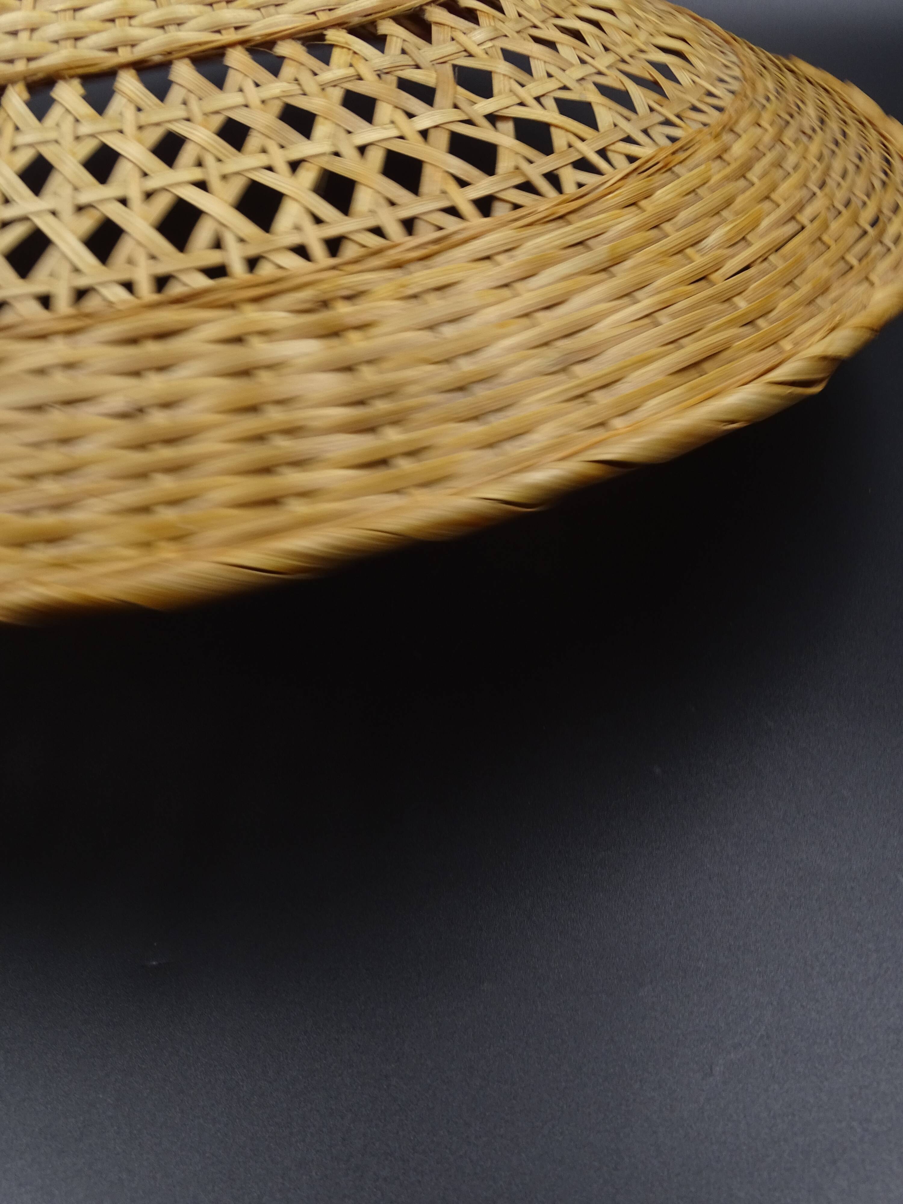 Rattan chandelier and lampshade - circa 1970