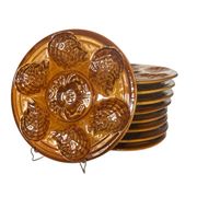 Set of 9 Sarreguemines earthenware oyster plates