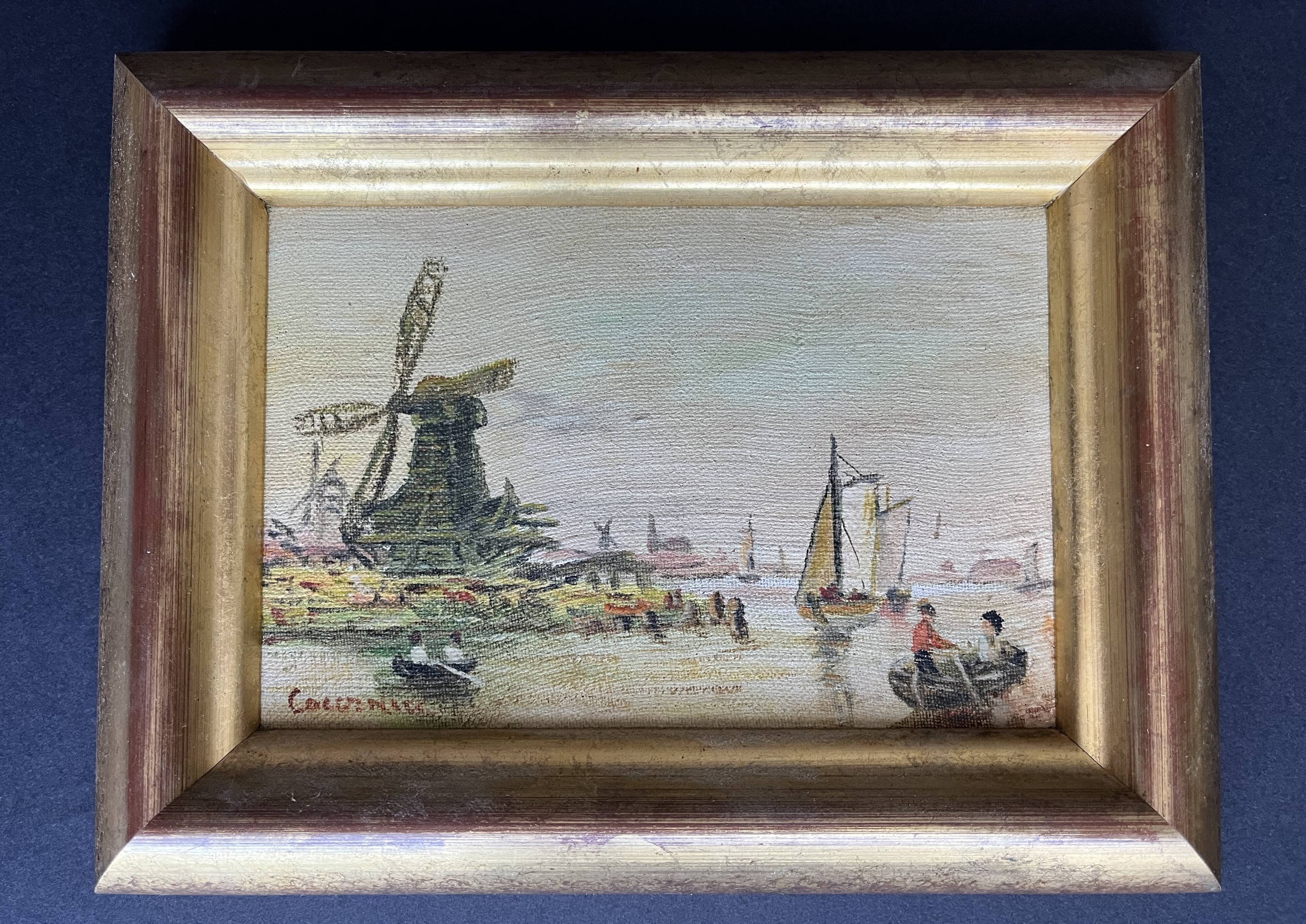 Painting: oil on canvas - lake edge of the mills
