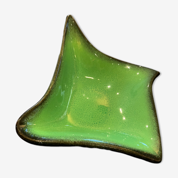 Coupe ceramidi en céramique vernissée verte et mordorée noire