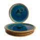 4 flat plates in blue enamelled ceramic La Poterie de la Colombe