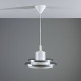 Doria pendant in opal glass with decorative aluminium discs
