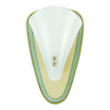 1950s sconce green metal mesh and brass with white acrylic shade