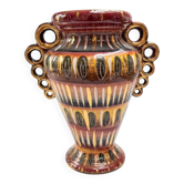 Vase Hubert Béquet années 50/70 décors peint main dorure or fin