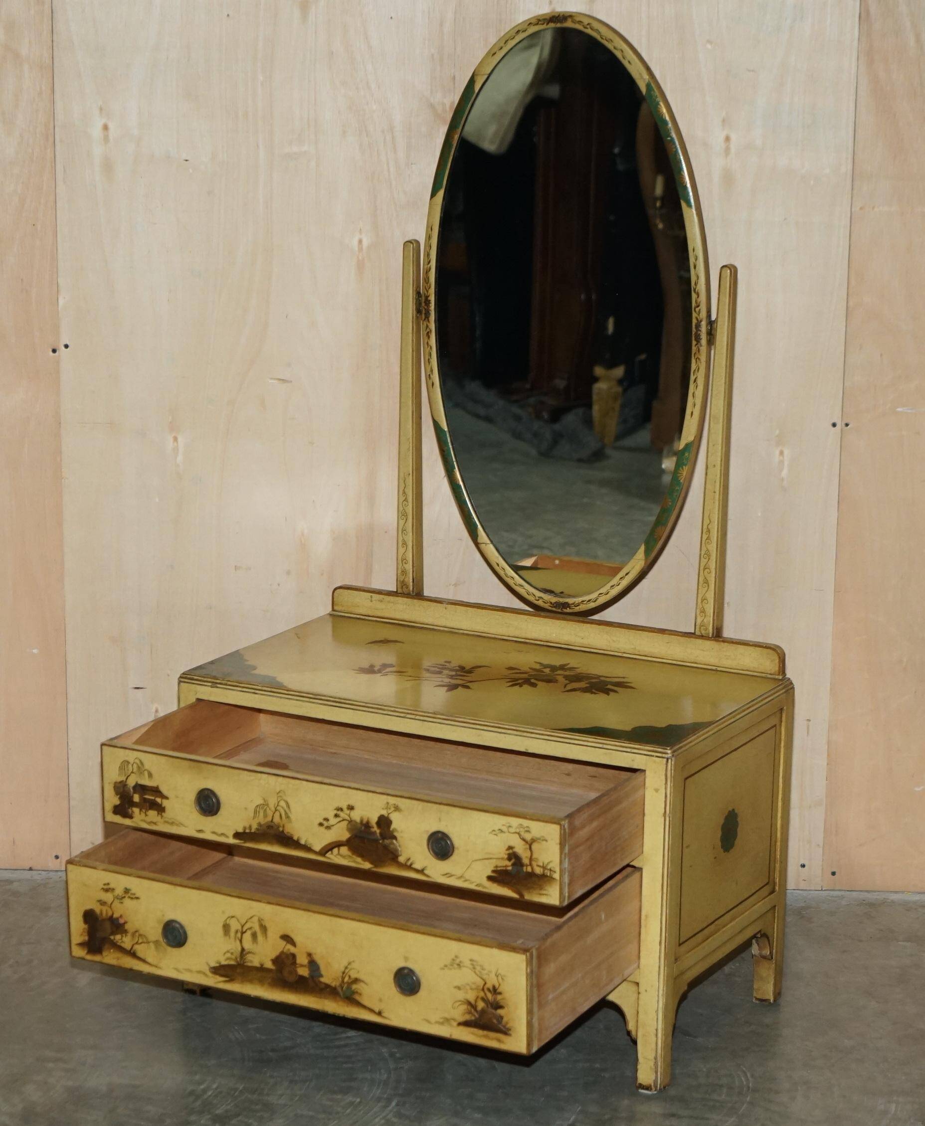 Vintage Chinoiserie Commode with Edwardian Style Mirror