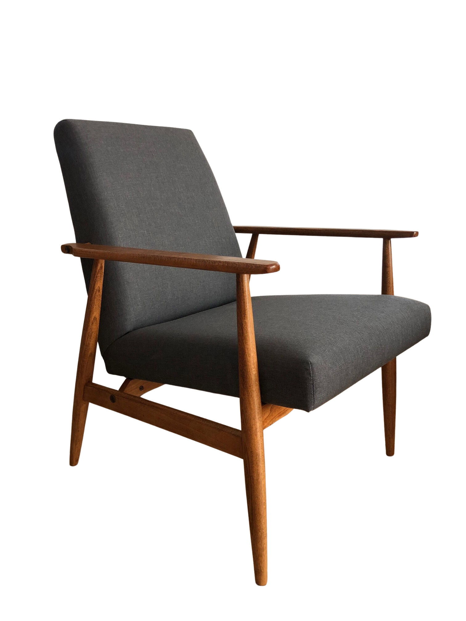 Set of two grey armchairs in kvadrat upholstery by henryk lis, europe, 1960s