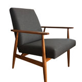 Set of two grey armchairs in kvadrat upholstery by henryk lis, europe, 1960s