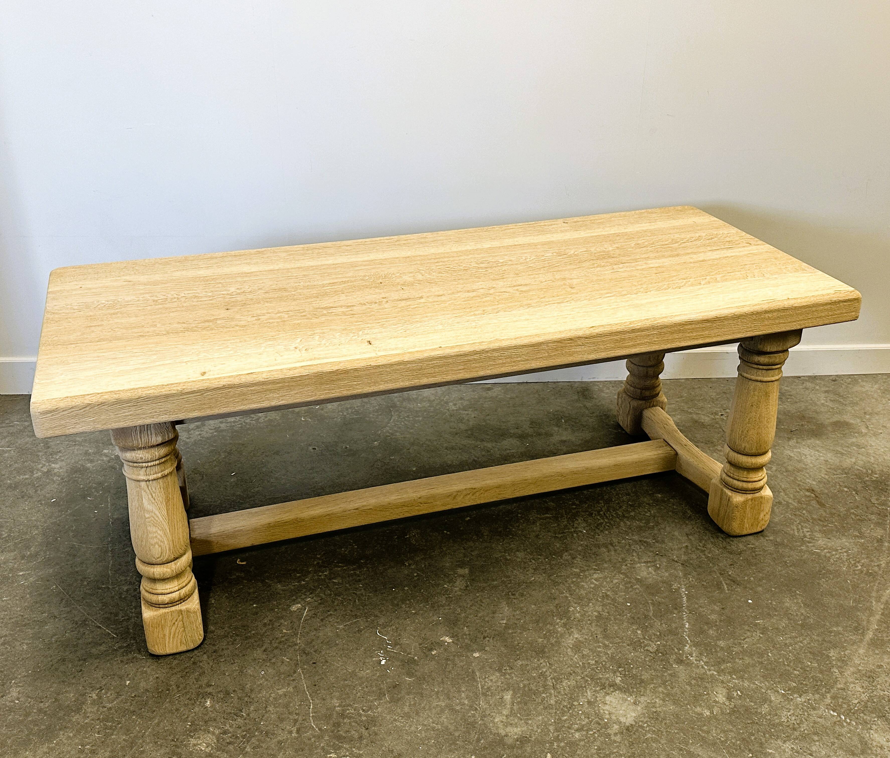 Large Sanded Full Oak Vintage French Dining Table, 1960s. France