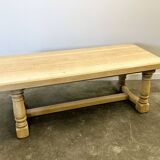 Large Sanded Full Oak Vintage French Dining Table, 1960s. France