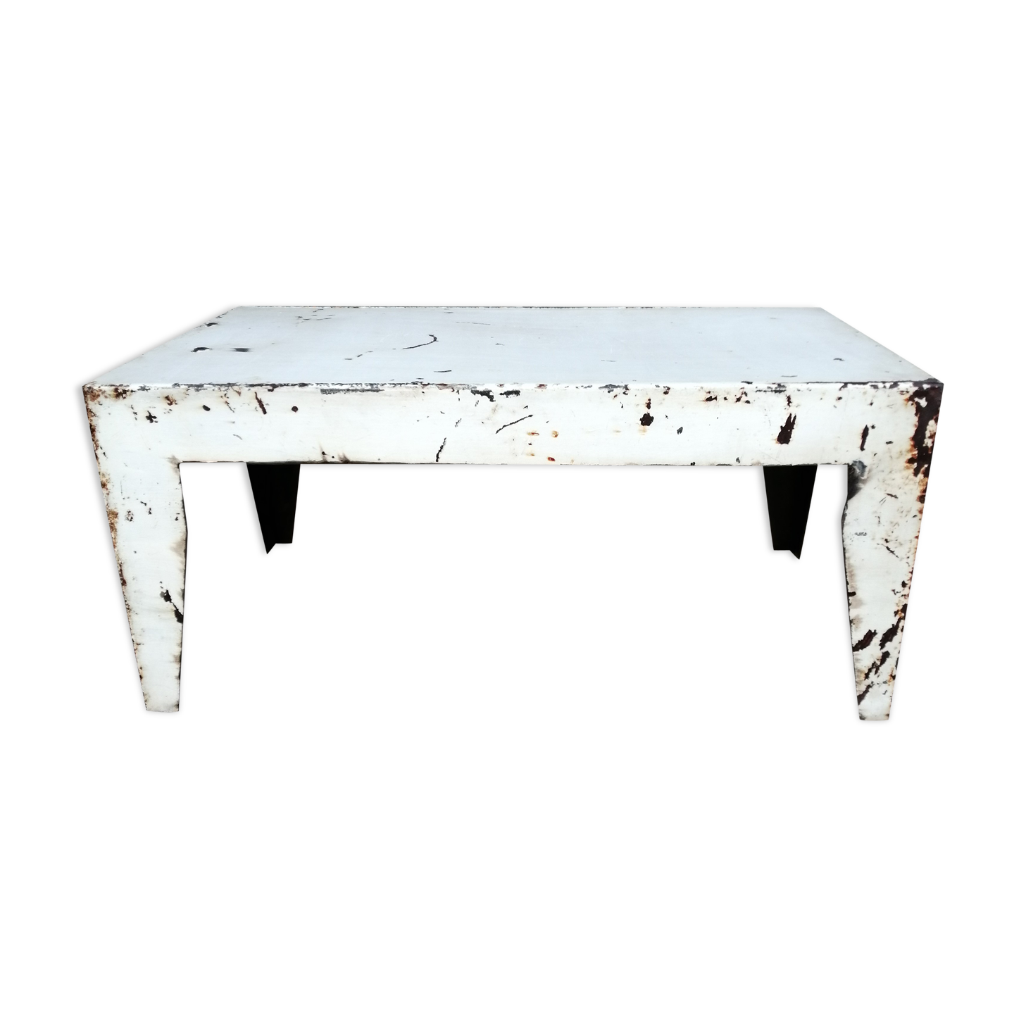 White metal industrial coffee table