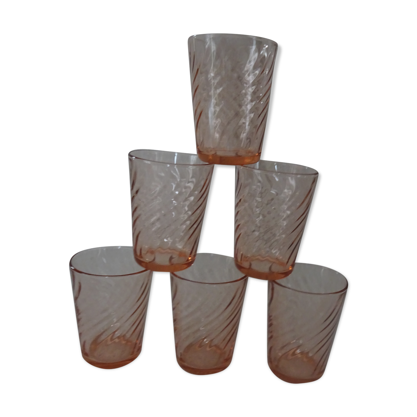 6 verres roses forme gobelet Rosaline Arcoroc Luminarc  vintage
