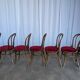 Set of 8 Vintage Bentwood Bistro Chairs: Red Upholstery